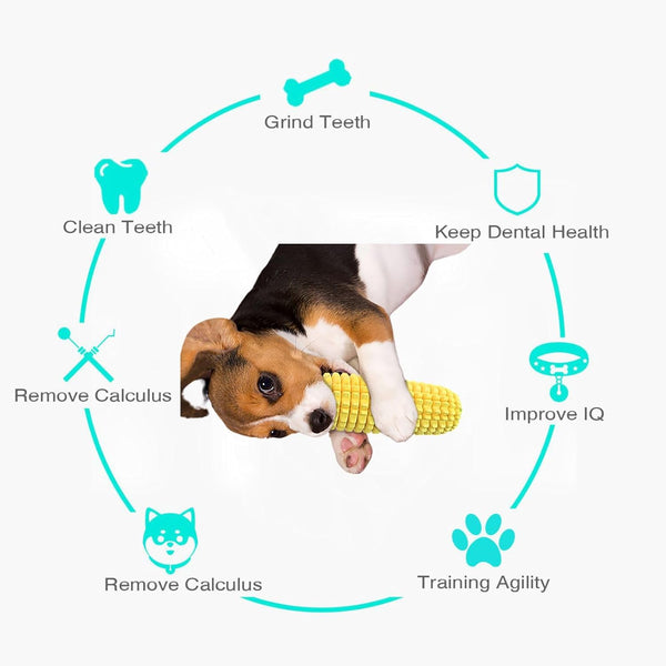 Dog Chew Toys for Aggressive Chewers,Corn Interactive Squeaky Dog Toys for Puppy Medium Breed,Tough Rubber Dental Chew Dog Toys2