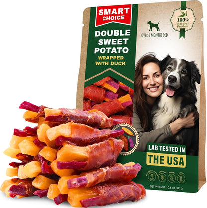 Beloved Pets Sweet Potato Dog Treats & Healthy Chicken Chews 10.6 Oz - Puppy Snacks & Soft Bones for Large, Medium & Small Breeds - Natural Dog Food & Grain-Free, Rawhide-Free Training Jerky Wraps10