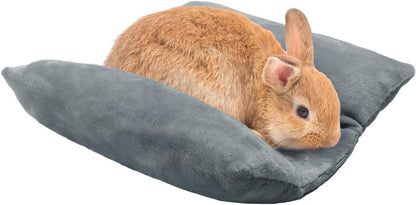 MEWTOGO 15.7" X 14" Bunny Bed for Rabbit Cage - Thickened Soft Prevent Sore Hocks Plush Mat with Cotton Lounger Pillows, Small Animal Flop Mat for Hutch Sleeping Indoor, Gray-Star8