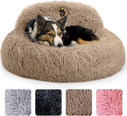 Petjett Calming Dog Bed Medium Size Dog - 30'' Donut Bed, Washable Dog Bed, Anti-Slip & Super Soft Fluffy Plush round Dog Bed, Anti-Anxiety Premium Comfort Pet Bed, Fits Dogs Upto 45 Lbs - Dark Grey31