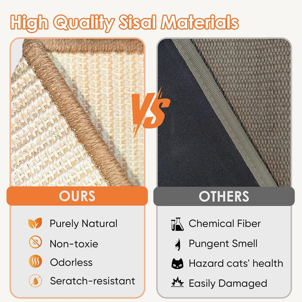 Natural Sisal Cat Scratcher Bed with Hammock – Solid Wood Furniture Style, Extra Large Cat Lounger & Scratch Pad for Indoor Cats, Protects Furniture5