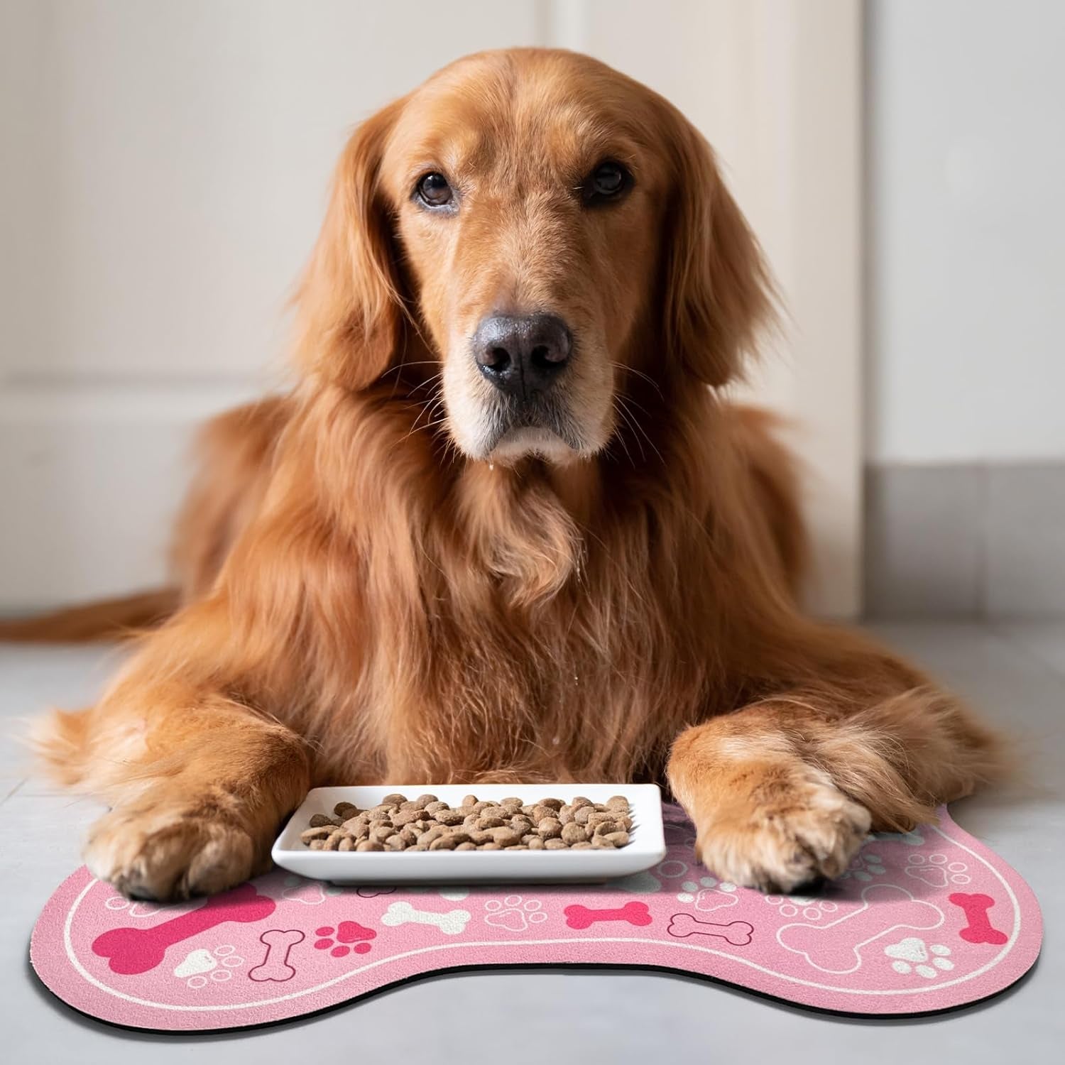 dog-cat-food-mat-bone-shaped-pet-feeding-mat-quick-absorb-water-bowl-placemat-with-rubber-backing-indoor-floor-stain-resistant-pet-accessory-supplies-light-pink-small-12x18-inches