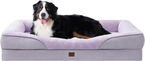 EHEYCIGA Orthopedic XL Dog Bed for Large Sized Dog, 42X30 Inch Extra Large Memory Foam Dog Couch Bed with Sides, Waterproof Liner & Washable Removable Cover, Bolster Pet Sofa, Grey14