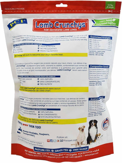 PCI Pet Center Inc Lamb Crunchys Raw Dehydrated Lamb Dog Treats, 16 Oz Pack | Made in USA Dog Treats from Single-Ingredient Lamb Lung, for Dogs of All Ages - Can Be Used for Training or Daily Treats2