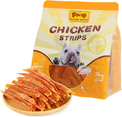 PAWUP Chicken Jerky Strips Dog Treats, Low Fat High Protein, Natural Chicken Dog Jerky, Training Treats for Small & Medium Dogs, 12.5 Oz10