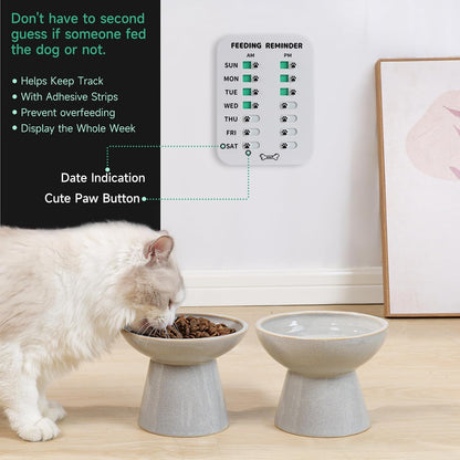 YAUYIK Dog Feeding Reminder, Magnetic Reminder Sticker, AM/PM Daily Indication Chart Feed Your Pets, Fridge Magnets and Double Sided Tape, Helps You to Track Pet Feeding & Medication (White)2