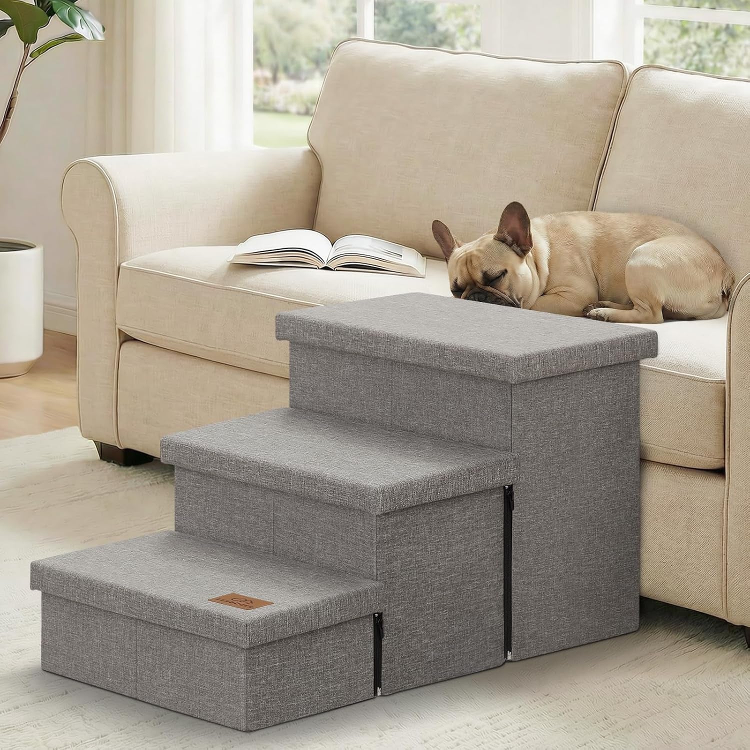 zerbuger-wider-dog-ramp-for-high-bed-with-storage-18-h-foldable-dog-stairs-for-small-medium-large-older-senior-animal-sturdy-dog-step-for-climbing-bed-or-couch-arthritis-friendly-gray-no-condo