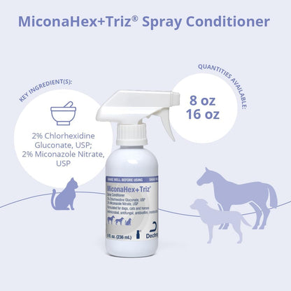 Miconahex+Triz Spray Conditioner for Dogs, Cats and Horses, 8 Oz, Clear | Antibiofilm, Moisturizing; Packaging May Vary2