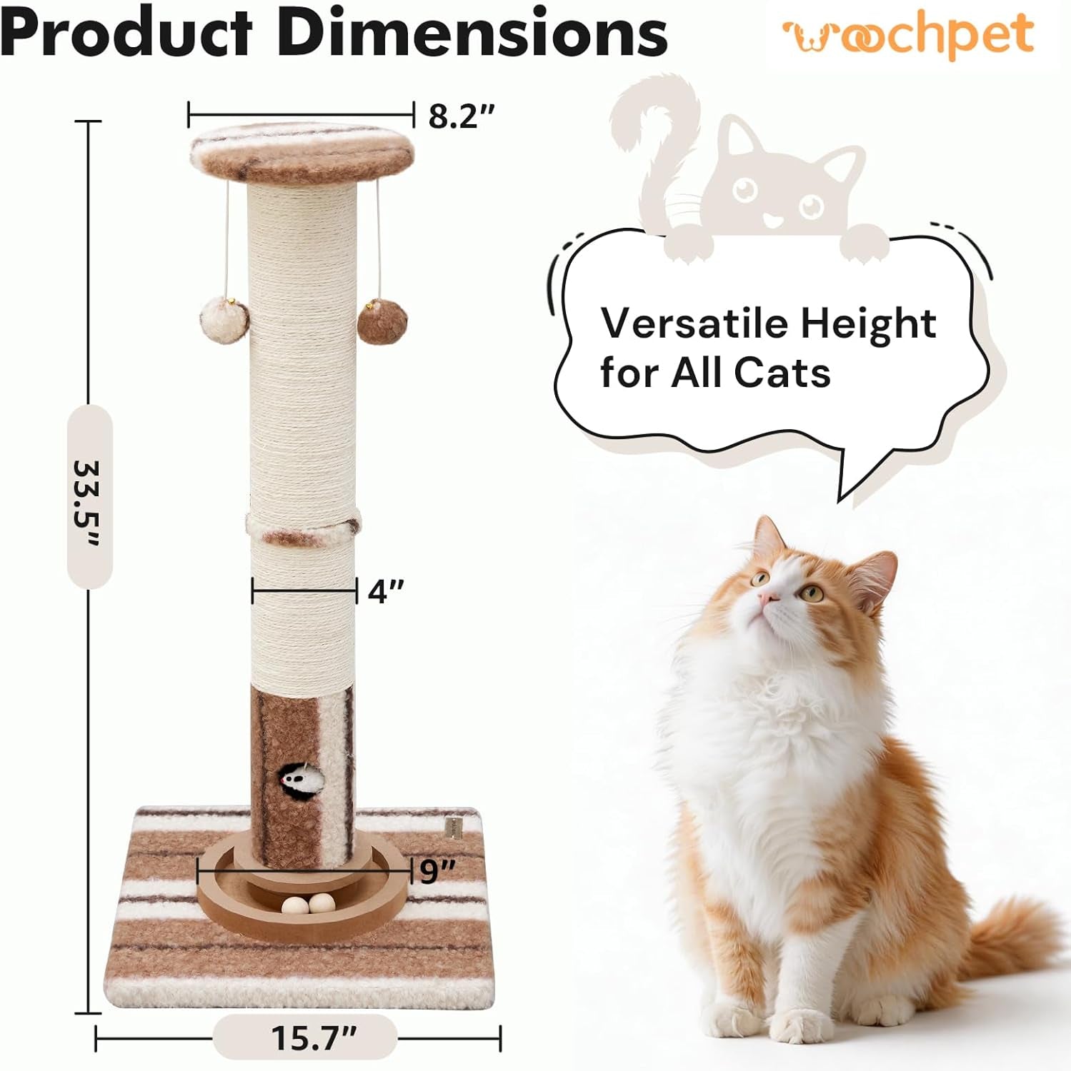 woochpet-cat-scratching-post-heavy-duty-green-sisal-scratcher-with-cat-toys-protect-furniture-modern-boho-cat-post-for-indoor-large-cats-cat-ball-track