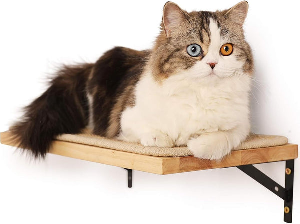 FUKUMARU Cat Wall Shelves, 17 X 10 Inch, Soft Cushion | Solid Rubber Wood Floating Shelf with Upgraded Installation, Kitten Wall Furniture for Sleeping, Playing and Scratching9