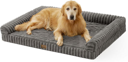 COZY KISS Ultra Soft Faux Rabbit Fur Dog Bed for Medium Dogs – 36"X27" Orthopedic Foam Couch, Removable Washable Cover & Waterproof Lining, Cream13
