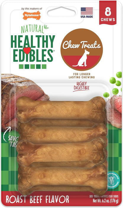 Nylabone Healthy Edibles Natural Chews, Long Lasting Dog Bones, Healthy Dog Treats, Bacon Flavor, X-Small (8 Count)15