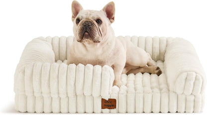 Chixnuggle Orthopedic Dog Bed, Washable Cover, Faux Fur Bolster Pet Couch | Waterproof,Egg Crate Foam,Non-Slip Bottom,For Small Medium Dogs,Dark Grey,30*24*7,Dog Sofa,Puppy Bed38
