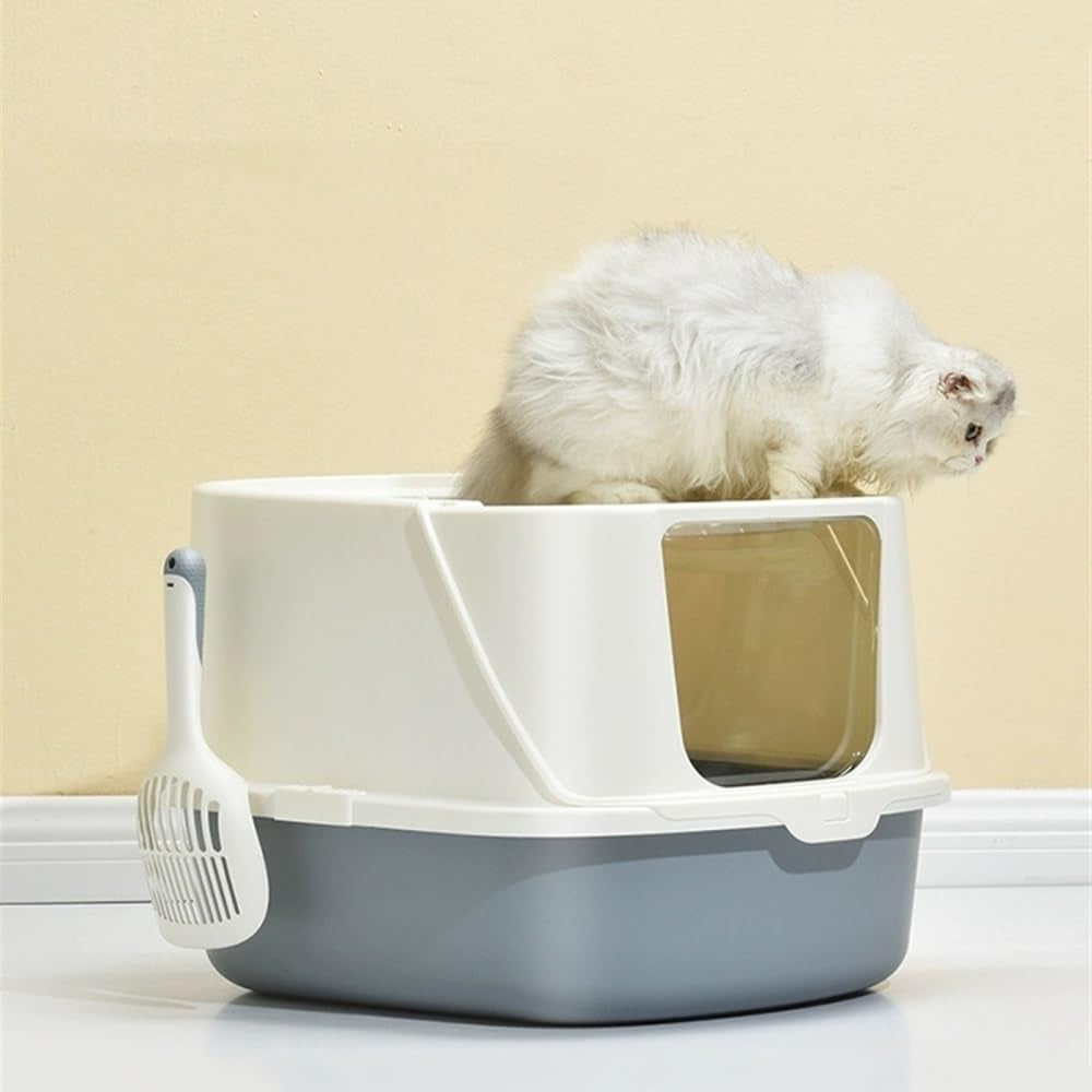 pet-supplies-cat-litter-box-with-scoop-enclosed-design-for-large-cats-easy-cleanpink