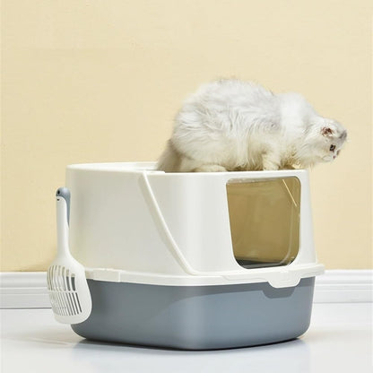 Pet Supplies, Cat Litter Box with Scoop,Enclosed Design for Large Cats, Easy Clean(Pink)3