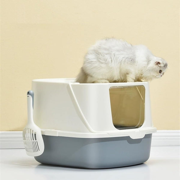 Pet Supplies, Cat Litter Box with Scoop,Enclosed Design for Large Cats, Easy Clean(Pink)3