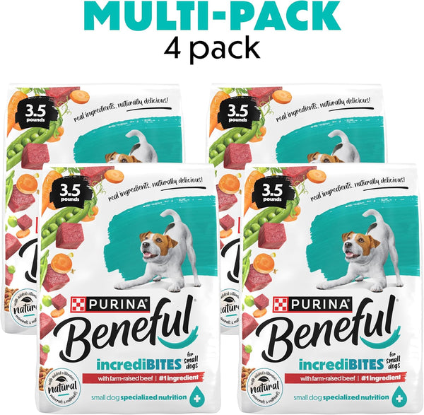 Purina Beneful Incredibites with Farm-Raised Beef Natural Small Breed Dry Dog Food with Added Vitamins, Minerals and Nutrients - (Pack of 4) 3.5 Lb. Bags2