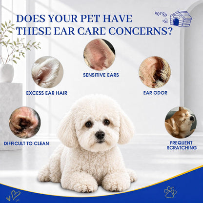 Upgraded Dog Ear Powder with 5.5 Inch Hair Removal Tool | Pet Ear Grooming Cleaner | Ear Wax Remover | Supports Fresh-Feeling Ears | Absorbs Moisture5