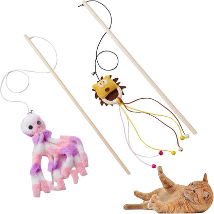 NOWFRESH Cat Wand Toy Set, 2 PCS Interactive Cat Teaser Wands with Cute Bee & Mouse Designs, Equipped with Bells and Streamers to Captivate Your Cat’S Attention9