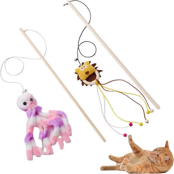 NOWFRESH Cat Wand Toy Set, 2 PCS Interactive Cat Teaser Wands with Cute Bee & Mouse Designs, Equipped with Bells and Streamers to Captivate Your Cat’S Attention9
