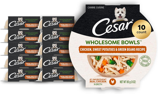 Cesar Wholesome Bowls Wet Dog Food, Chicken Recipe, 3 Oz, 10 Count | Real Chicken #1 Ingredient, Slow-Cooked, 7 Key Ingredients, No By-Products or Artificial Flavors, Easy to Digest11