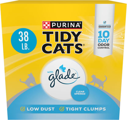 Purina Tidy Cats Lightweight Cat Litter, Clumping Multi Cat, Glade Clear Springs Odor Control, Low Dust, 38 Lb. Box1