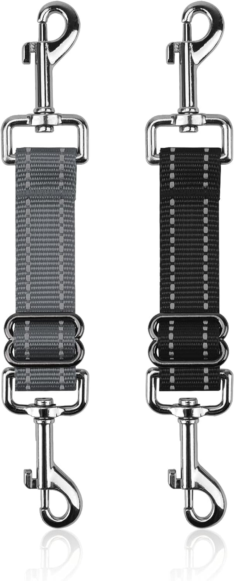 yuepet-dog-safety-collar-clips-2-pack-adjustable-prong-backup-clips-reflective-double-ended-backup-clasp-leash-connector-for-dog-harness-to-collar-safety-clipgrey-black-prong-collar-backup-double-ended-clips-harness-to-collar-connector-reflective-strap-7-8-2-in-adjustable-length-2-pack