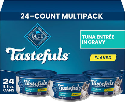 Blue Buffalo Tastefuls Flaked Adult Wet Cat Food Variety Pack (Tuna, Chicken, Fish & Shrimp), Natural Ingredients Enhanced with Vitamins, Minerals & Other Nutrients, 3-Oz. Each (12 Cans)31