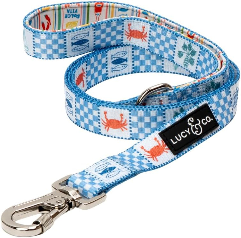 lucy-co-cheery-cherries-designer-dog-leash-for-small-to-large-dogs-padded-handle-for-comfort-large-red-gingham-cherries-5-foot