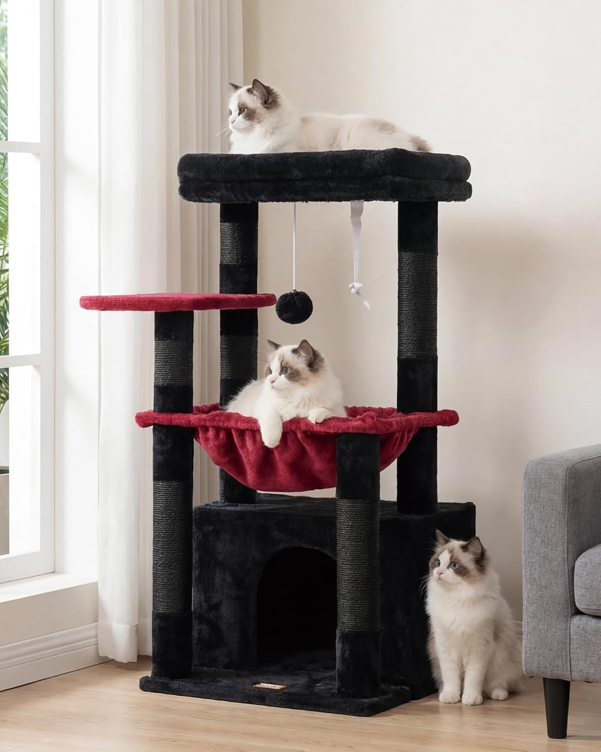 heybly-cat-tree-kitten-tower-with-large-soft-cat-basket-cat-condo-with-spacious-cat-bed-cave-with-hidden-space-sisal-covered-scratching-posts-dangling-ball-for-indoor-cats-light-gray-hct008sw