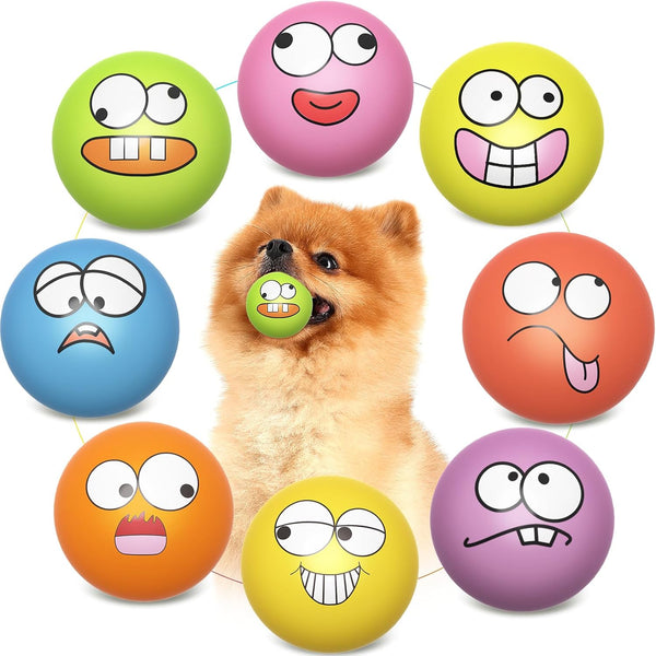 Squeaky Dog Toys Soft Latex Rubber Squeaky Dog Balls for Puppy Small Pet Dogs (8 Pack) (Round Balls)1
