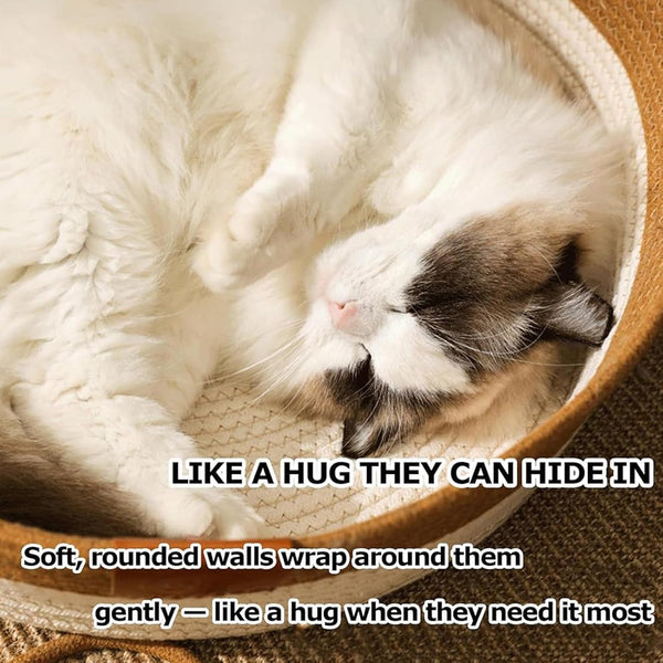 Instinct Basket, Stimuli Handwoven Cat Basket for Cats, Large | round Boho Cat Bed, Cotton Rope Weave, Scratchable & Breathable, Reduces Bed Rejection for Cats4