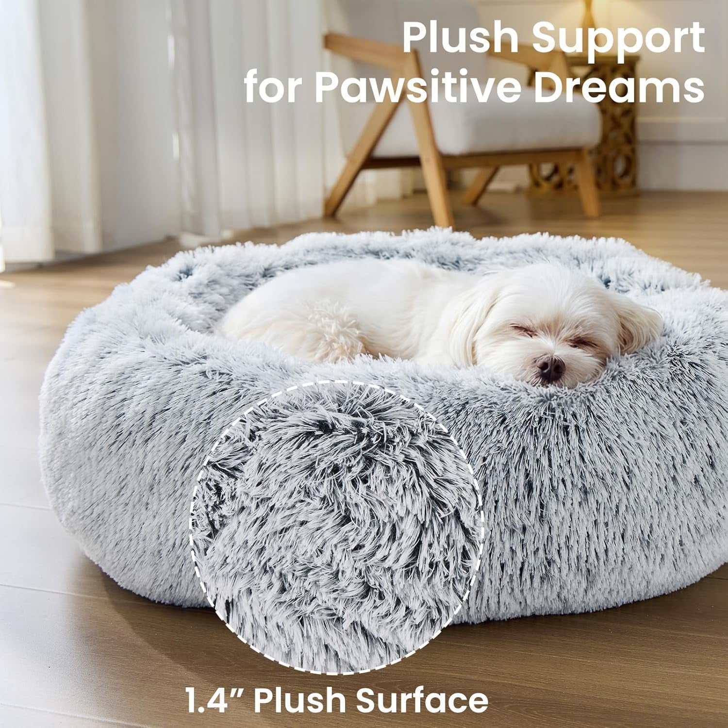 jollyvogue-small-dog-bed-calming-dog-beds-for-small-dogs-indoor-cats-20-inches-donut-washable-cat-bed-for-kittens-puppies-round-fluffy-plush-faux-fur-pet-bedssmoke-grey
