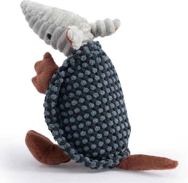 Hollypet Plush Dog Squeaky Toy Stuffed Armadillo Animal Pet Puppy Chew Toys with Clean Teeth for Small Medium Large All Breed Sizes Dogs, Gray, 8 In16