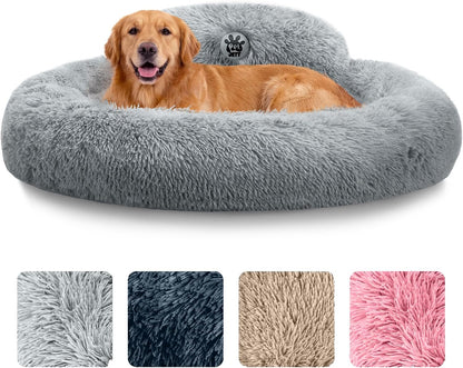 Petjett Calming Dog Bed Medium Size Dog - 30'' Donut Bed, Washable Dog Bed, Anti-Slip & Super Soft Fluffy Plush round Dog Bed, Anti-Anxiety Premium Comfort Pet Bed, Fits Dogs Upto 45 Lbs - Dark Grey23