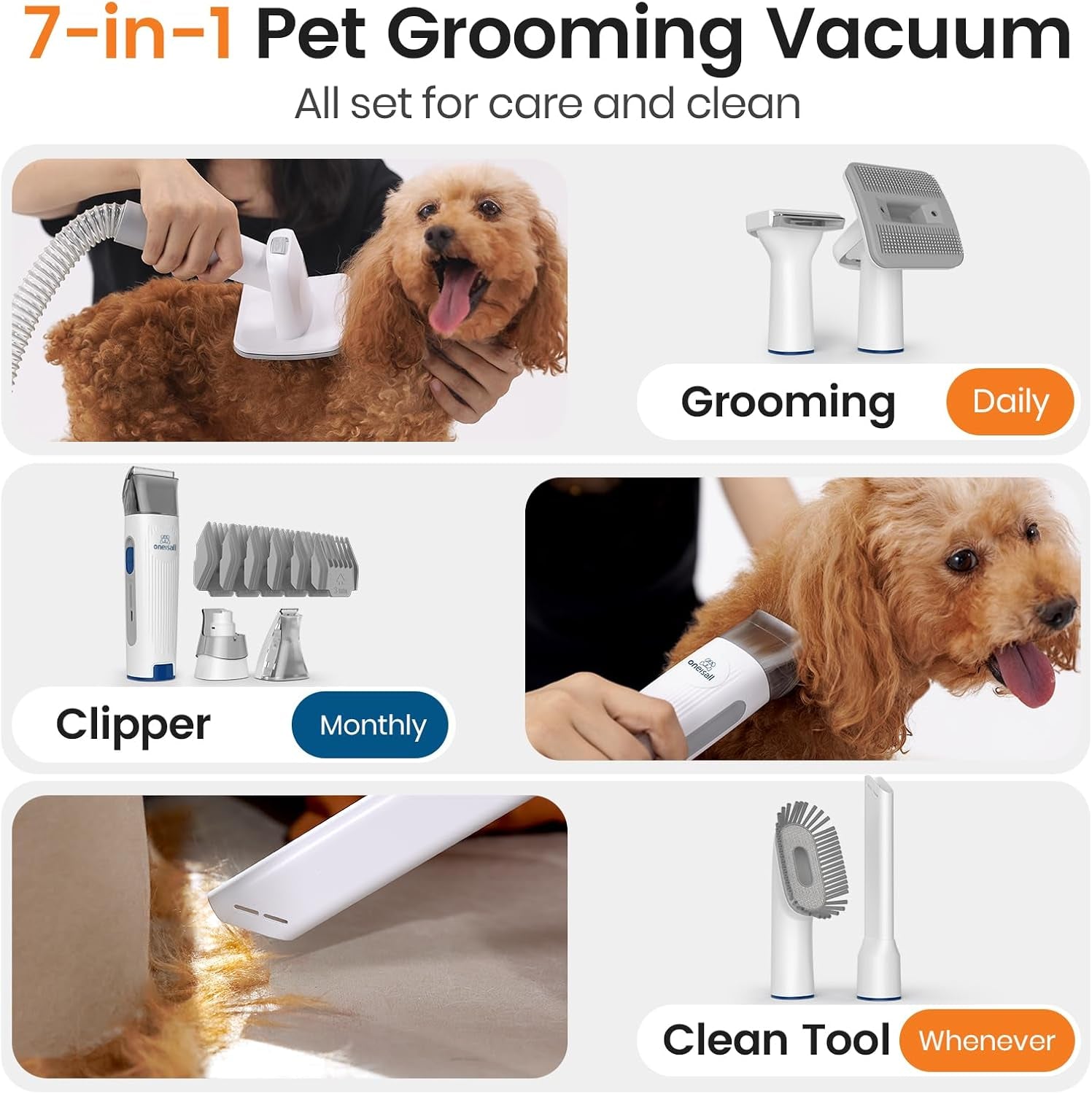 oneisall-dog-grooming-vacuum-pet-grooming-vacuum-with-clipper-nail-grinder-1-5l-dust-cup-dog-deshedding-brush-with-7-tools-for-shedding-pet-hair-home-cleaningblue