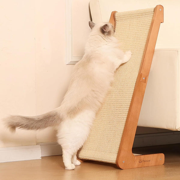 Sisal Cat Scratcher for Indoor Cats, Beechwood Base, Natural Sisal Woven Scratch Pad, Durable Scratching Post, Furniture Protector (L1)8