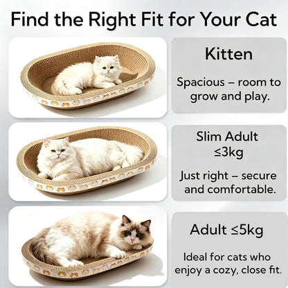 3 Pack Large Cat Scratcher Cardboard, Oval Cat Scratcher Bed Cat Scratch Pad Board Lounge Couch for Indoor Cats Bowl Shaped Cat Scratching Post Nest for Cats Grinding Claw Furniture Protector4