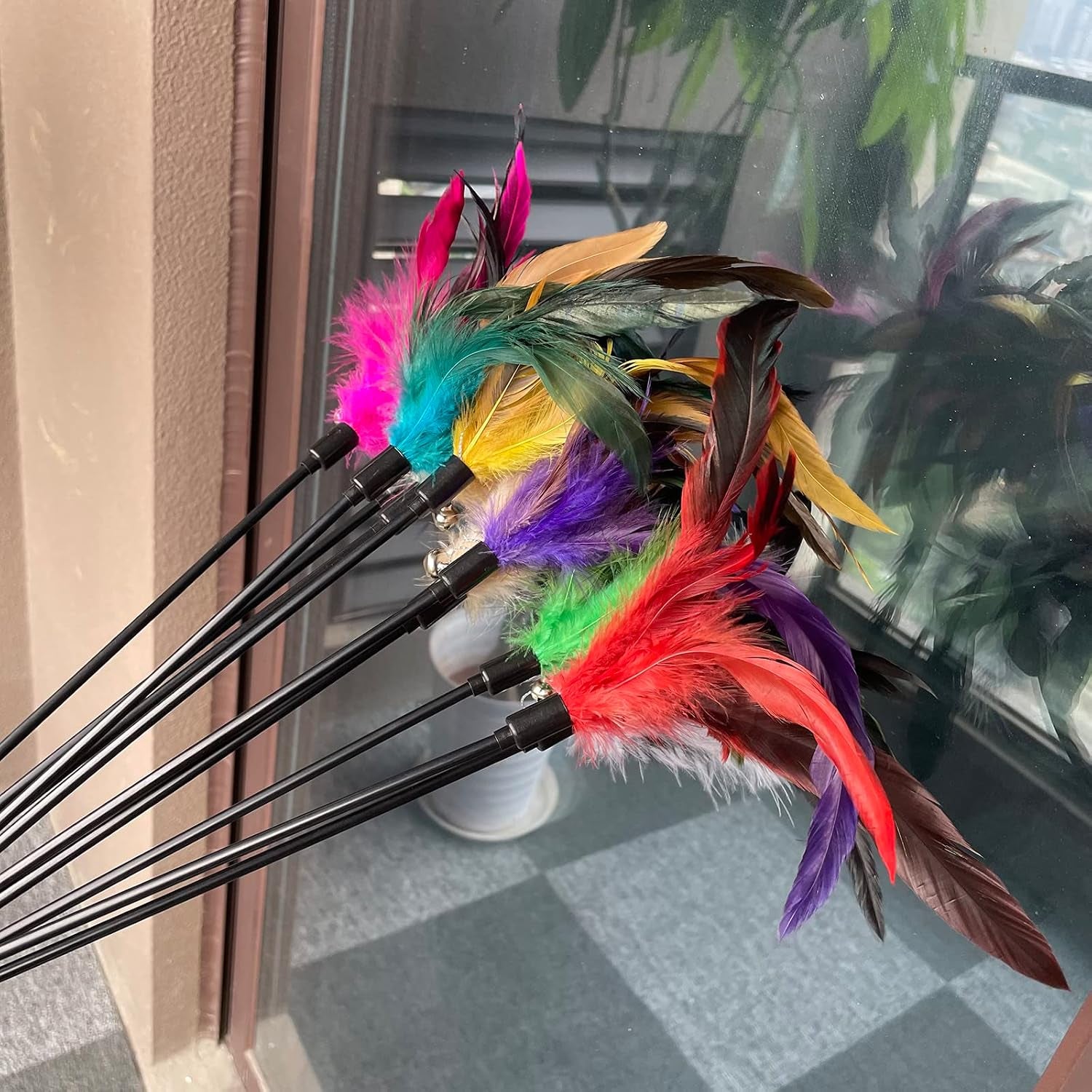cat-feather-wand-toys-10-pack-with-bell-indoor-kittens-natural-feather-teaser-with-bell-interactive-wand-toy-durable-construction-withstands-active-play