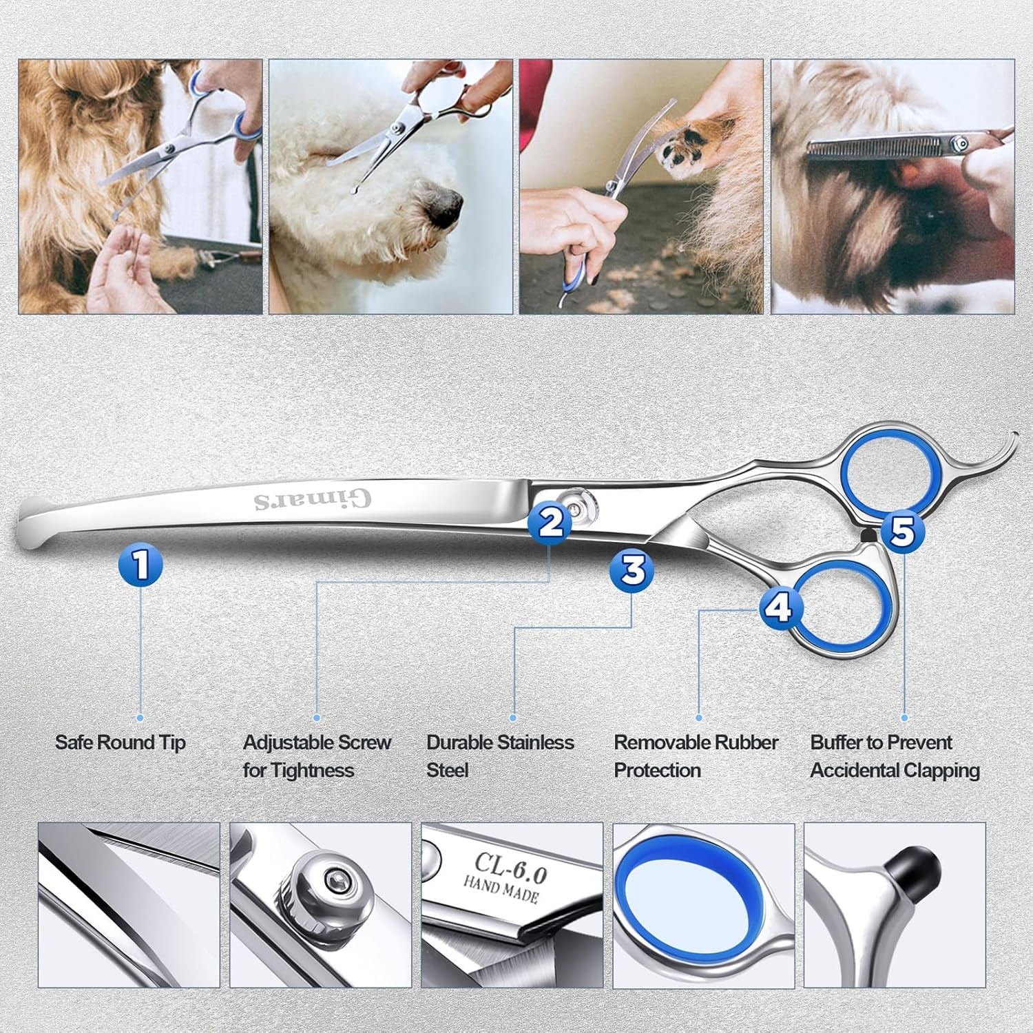 gimars-titanium-coated-professional-6-in-1-4cr-stainless-steel-dog-grooming-scissors-with-safety-round-tip-heavy-duty-pet-grooming-scissor-for-dogs-cats-and-other-animals