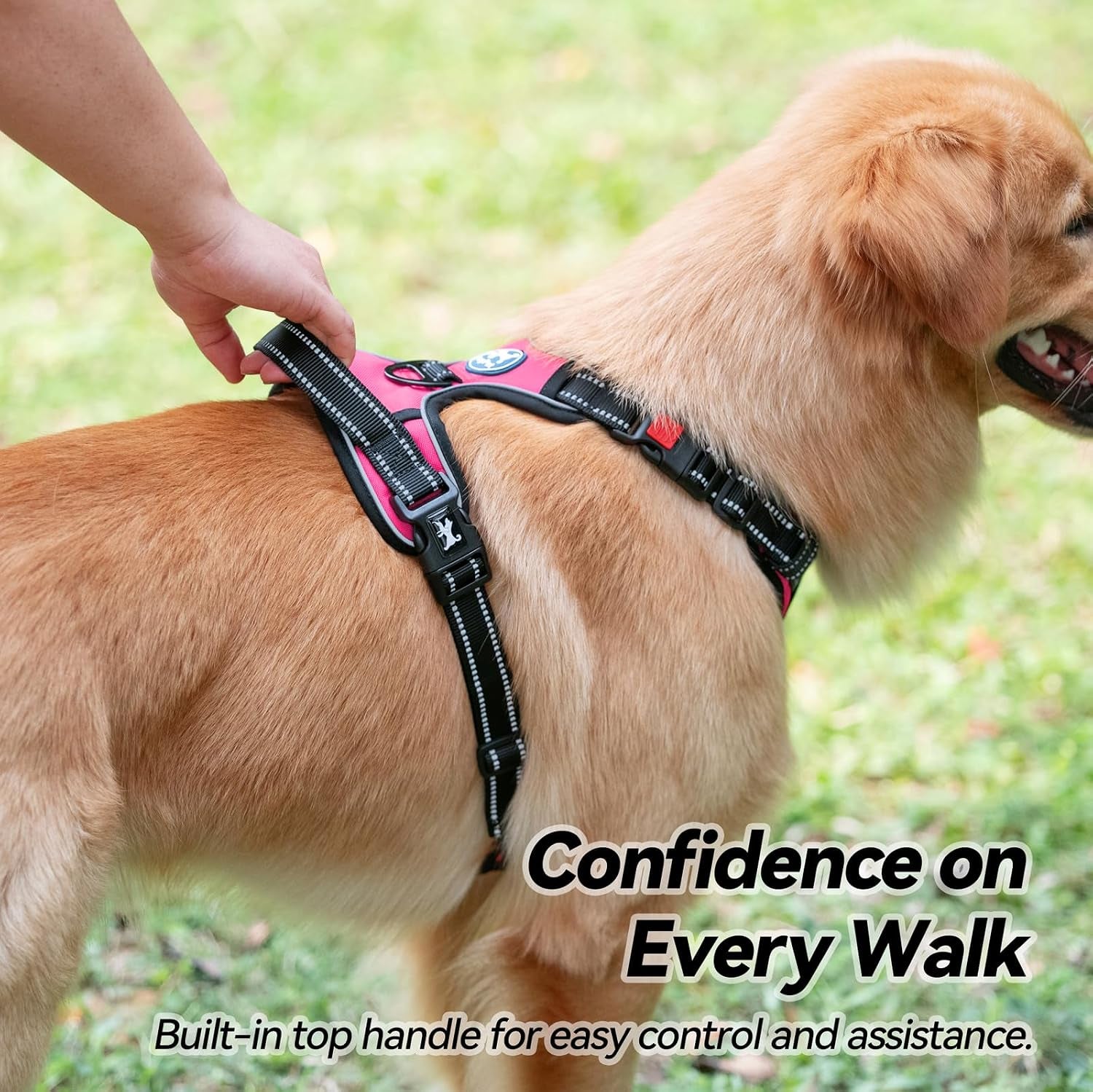 poypet-no-pull-dog-harness-no-choke-front-lead-dog-reflective-harness-adjustable-soft-padded-pet-vest-with-easy-control-handle-for-small-to-large-dogspink-medium
