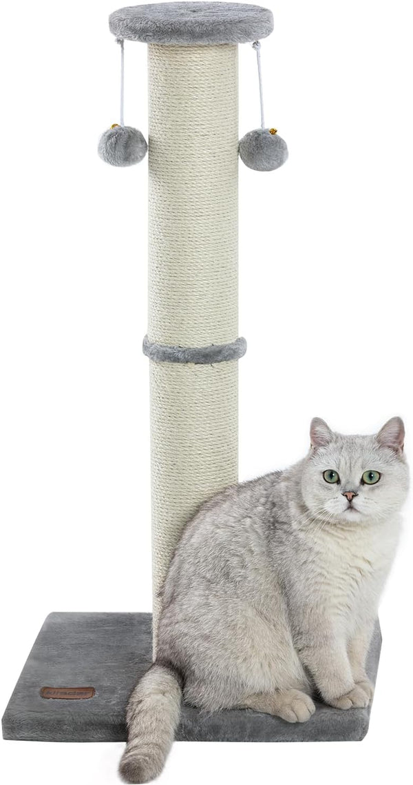 34Inch Tall Cat Scratching Post for Indoor Cats Adults | 4.3Inch Diameter Large Cat Scratch Post, Sturdy and Durable Cat Scratcher with Dangling Balls, Natural Sisal, Grey7