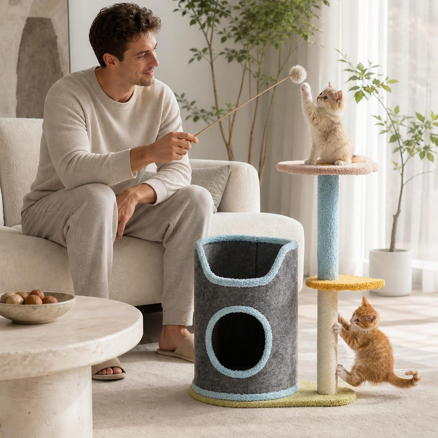 cat-tree-with-cat-scratching-post-for-indoor-cats-up-to-5-lbs-small-cat-tower-with-scratching-board-and-cozy-hammock-compact-cat-tree-tower-with-cat-bed