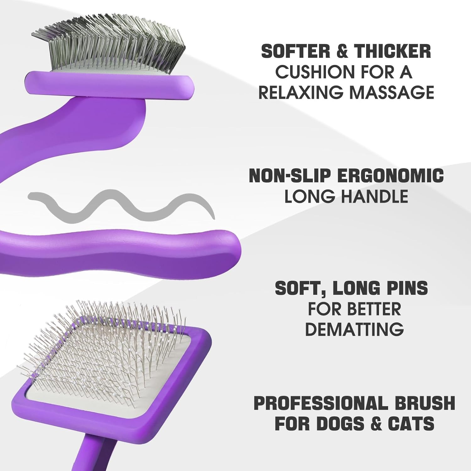 bonteck-dog-slicker-brush-for-dogs-grooming-kit-5pcs-long-haired-doodles-goldendoodles-poodles-skin-friendly-deshedding-comb-and-rake-removes-undercoat-professional-detangling-large-purple