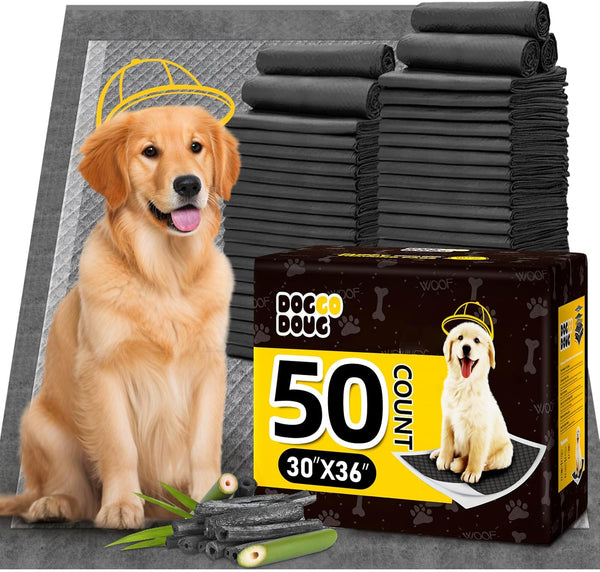 Dog Pee Pads for Dogs XXL 30"X36" 50 Count with Adhesive Tabs | Charcoal Puppy Pads Extra Large Disposable Activated Carbon Super Absorbent Full Edge-Wrapping Odor-Control Training Pads1