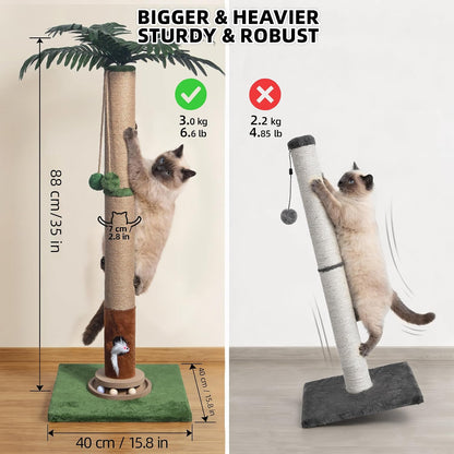 Fantasreen Cat Scratching Post 35'' Tall with Toy Mouse for Indoor Cats, Green3