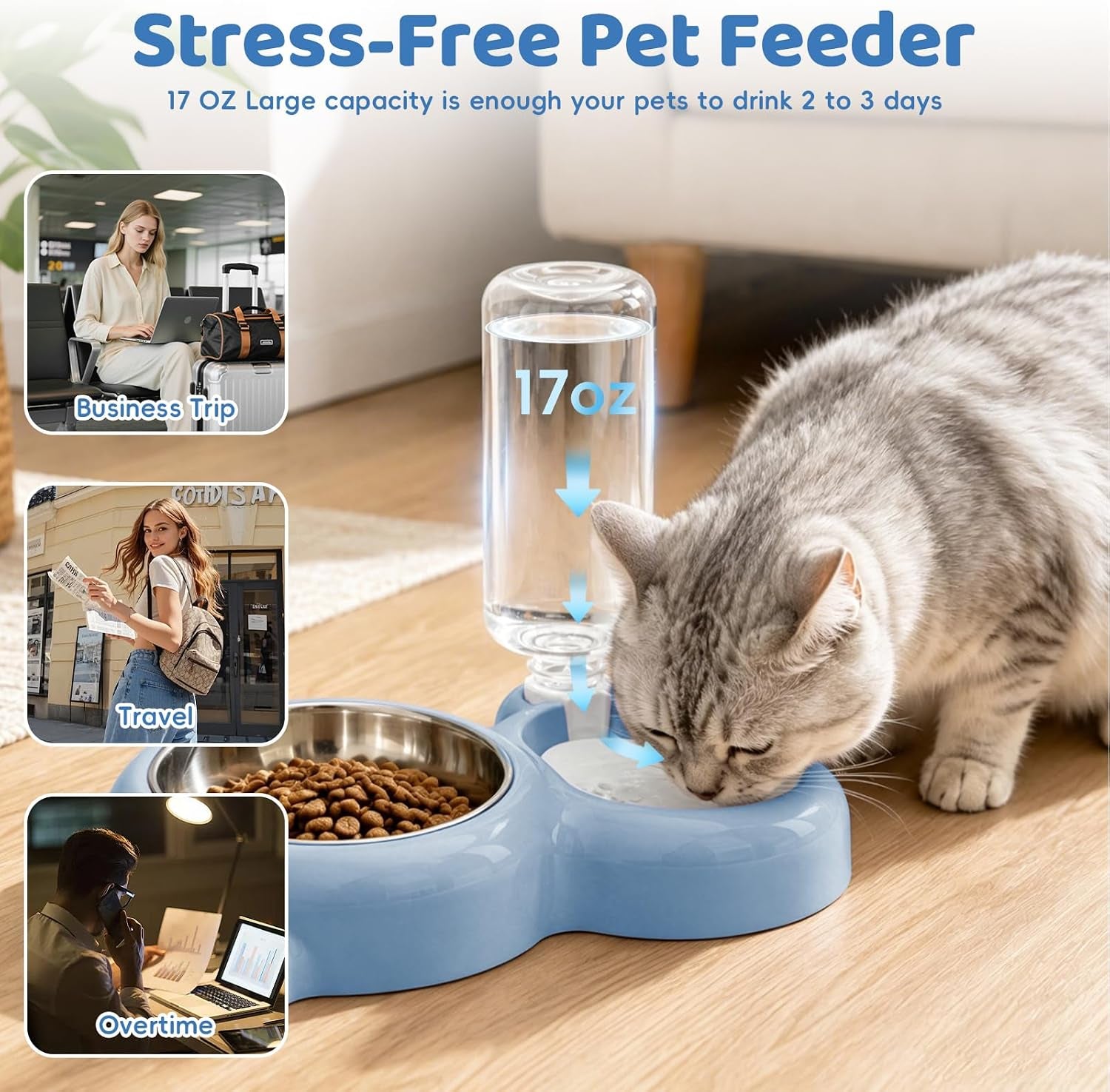 2-in-1-dog-cat-food-and-water-bowl-set-with-auto-water-dispenser-blue-anti-slip-splash-design-easy-to-clean-stainless-steel-bowl-and-safe-pp-material-suitable-for-puppies-and-cats