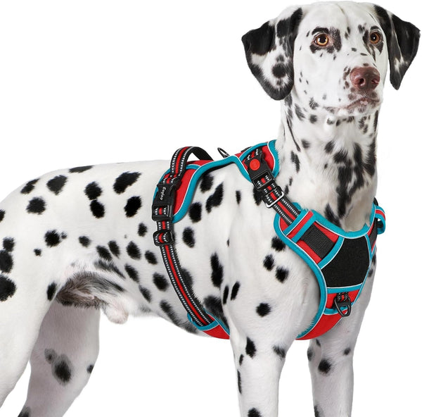 Eagloo Dog Harness No Pull for Large Dogs, Easy on & off with 3 Buckles | No Choke with Front Clip, Adjustable Fit, MOLLE System, Reflective Vest, Easy Control for Walking, Black, Large14