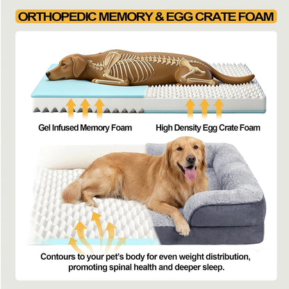 Orthopedic Dog Bed for Medium Dogs - Gel Memory Foam Pet Bed with Waterproof & Washable Cover, Contoured Bolster Design for Dogs & Cats (Grey, 30.0" L X 20.0" W X 6.3" Th)4