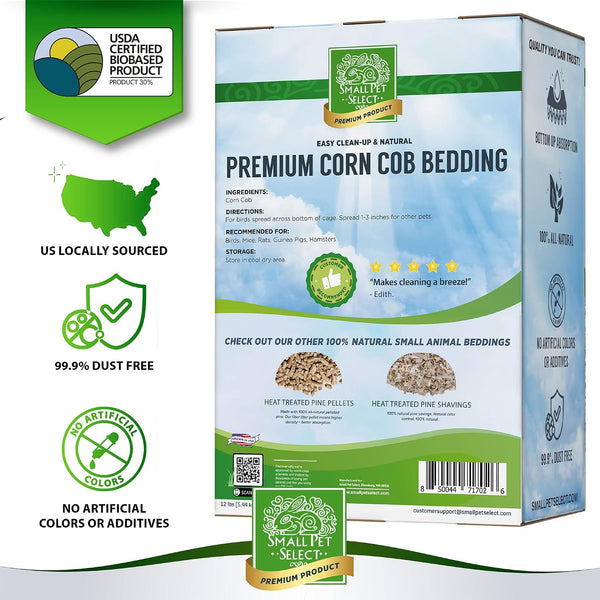 Small Pet Select Corn Cob Bedding & Litter, 100% Natural, 12 Lb | Safe Absorbent Cage Litter, Low Dust, for Hamsters, Guinea Pigs, Birds, Gerbils, Reptiles & Small Pets3